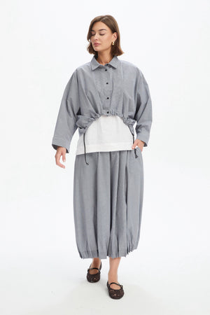 WIDE CROP GINGHAM OVERSHIRT checkered full
