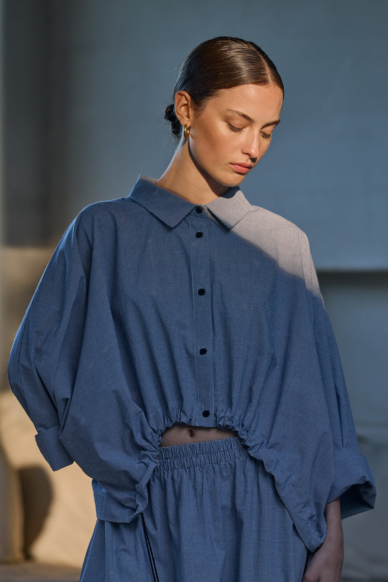 WIDE CROP GINGHAM OVERSHIRT