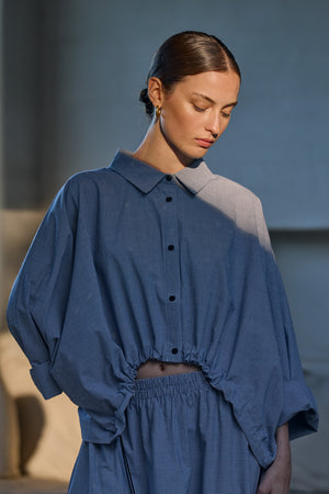 WIDE CROP GINGHAM OVERSHIRT