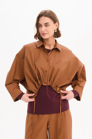WIDE CROP POPLIN OVERSHIRT