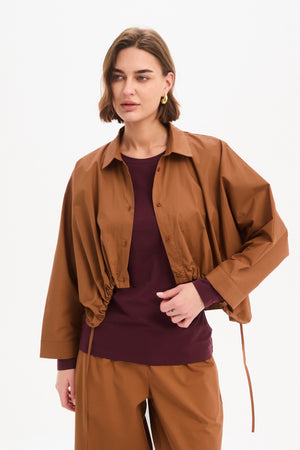 WIDE CROP POPLIN OVERSHIRT