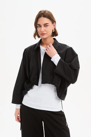 WIDE CROP POPLIN OVERSHIRT