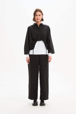 WIDE CROP POPLIN OVERSHIRT