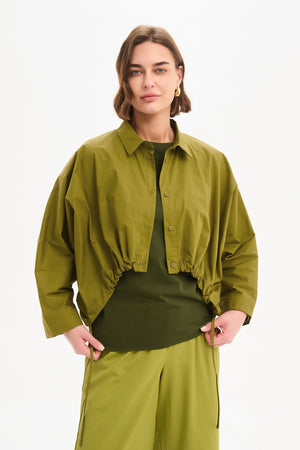 WIDE CROP POPLIN OVERSHIRT