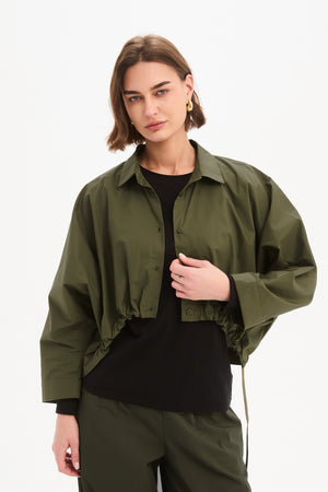 WIDE CROP POPLIN OVERSHIRT