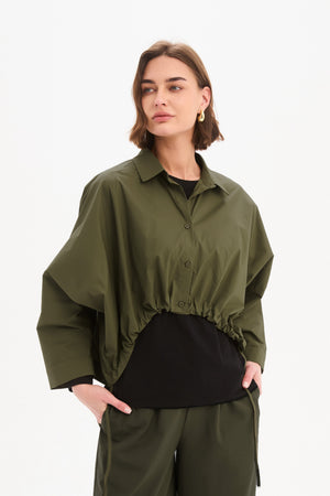 WIDE CROP POPLIN OVERSHIRT