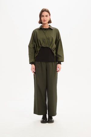 WIDE CROP POPLIN OVERSHIRT