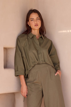 WIDE CROP POPLIN OVERSHIRT