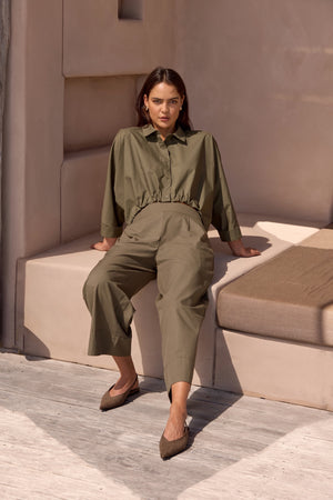 WIDE CROP POPLIN OVERSHIRT