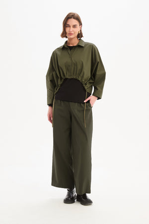 WIDE CROP POPLIN OVERSHIRT