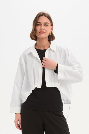 WIDE CROP POPLIN OVERSHIRT