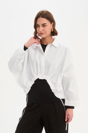 WIDE CROP POPLIN OVERSHIRT