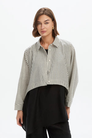 WIDE CROP STRIPE OVERSHIRT