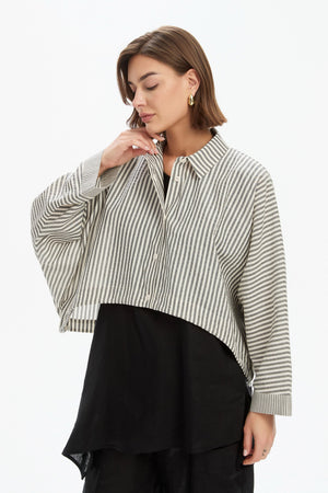WIDE CROP STRIPE OVERSHIRT