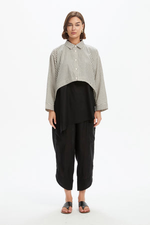 WIDE CROP STRIPE OVERSHIRT