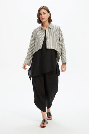 WIDE CROP STRIPE OVERSHIRT