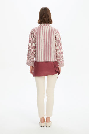 WIDE CROP STRIPE OVERSHIRT