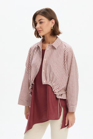 WIDE CROP STRIPE OVERSHIRT