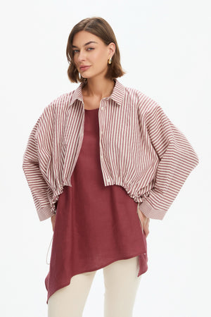 WIDE CROP STRIPE OVERSHIRT