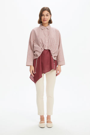WIDE CROP STRIPE OVERSHIRT