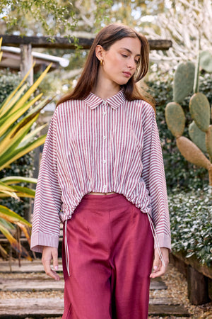 WIDE CROP STRIPE OVERSHIRT