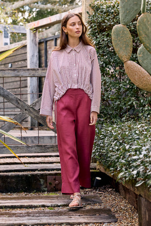 WIDE CROP STRIPE OVERSHIRT