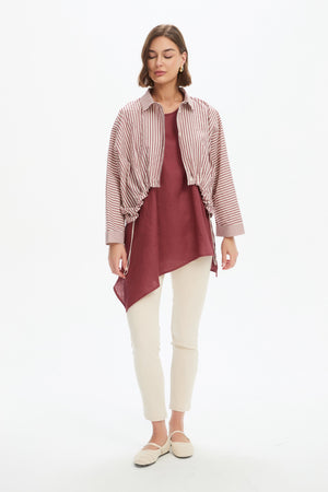 WIDE CROP STRIPE OVERSHIRT