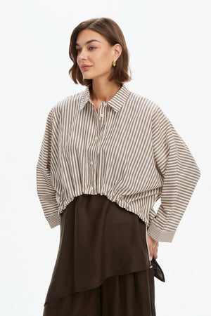 WIDE CROP STRIPE OVERSHIRT