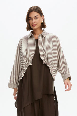 WIDE CROP STRIPE OVERSHIRT