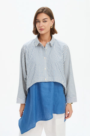 WIDE CROP STRIPE OVERSHIRT
