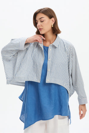 WIDE CROP STRIPE OVERSHIRT