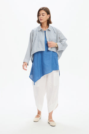 WIDE CROP STRIPE OVERSHIRT