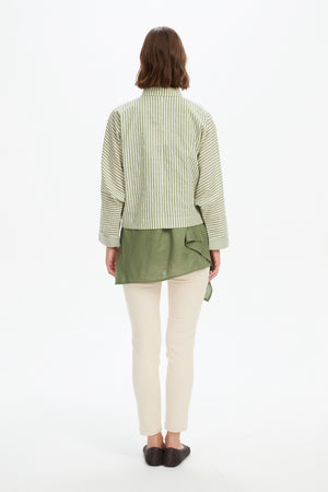WIDE CROP STRIPE OVERSHIRT