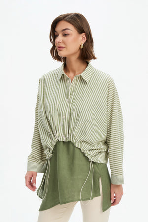 WIDE CROP STRIPE OVERSHIRT