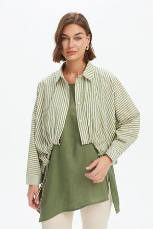 WIDE CROP STRIPE OVERSHIRT