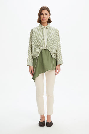 WIDE CROP STRIPE OVERSHIRT