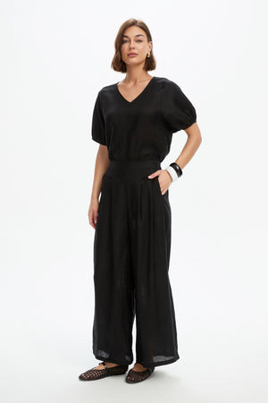 PLEAT FRONT PALAZZO PANT