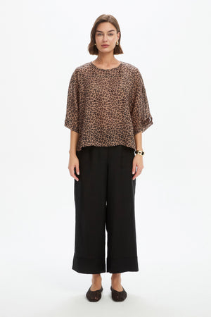 WIDE SLEEVE SHEER PRINT TOP