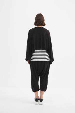 Women’s Cropped Oversized Layer Winter Jersey Tops black back