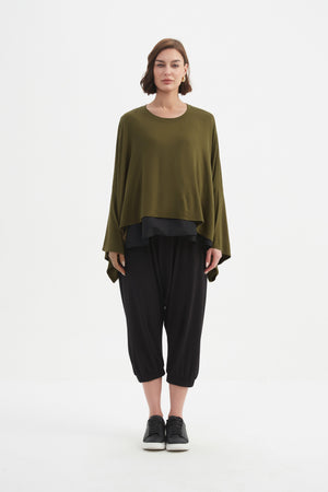 Women’s Cropped Oversized Layer Winter Jersey Tops khaki 5