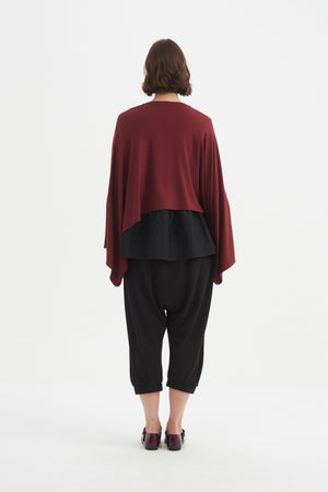 Women’s Cropped Oversized Layer Winter Jersey Tops wine back