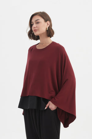 Women’s Cropped Oversized Layer Winter Jersey Tops wine 3