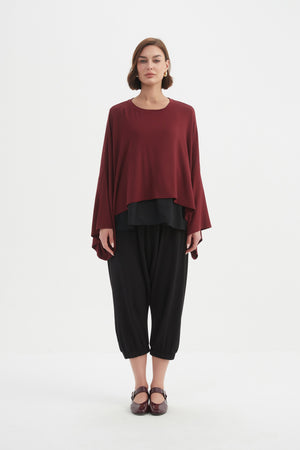 Women’s Cropped Oversized Layer Winter Jersey Tops wine 4