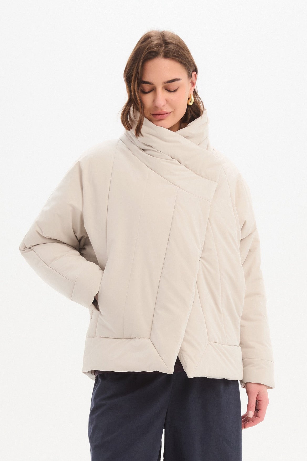 WRAP FRONT PUFFER JACKET