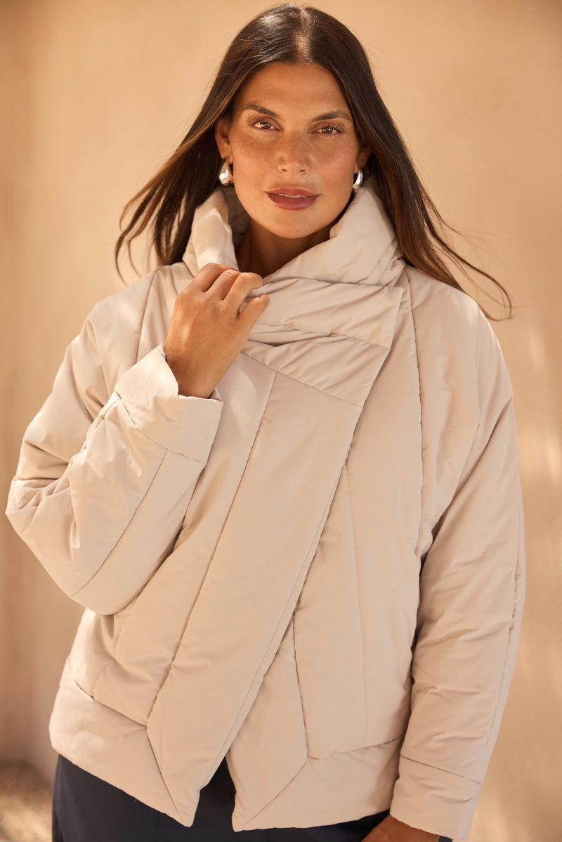 WRAP FRONT PUFFER JACKET