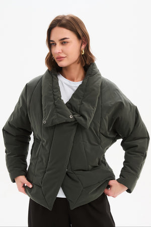 WRAP FRONT PUFFER JACKET