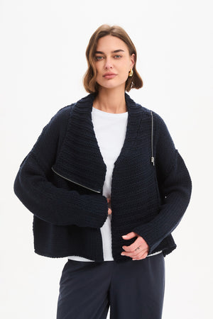ZIP COLLAR CARDIGAN