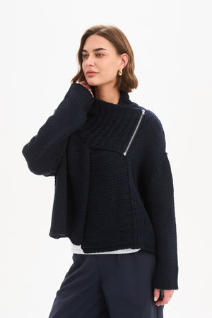 ZIP COLLAR CARDIGAN