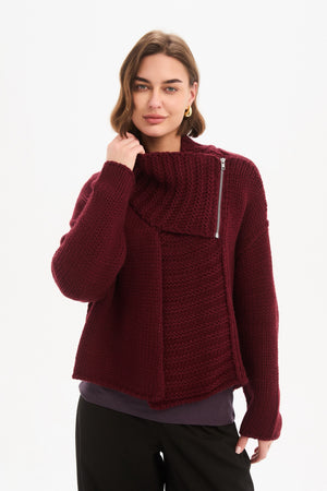 ZIP COLLAR CARDIGAN