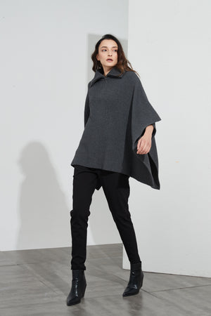 ZIP COLLAR PONCHO